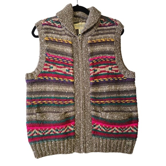 Denim & Supply Ralph Lauren Multicolor Southwest Knit Vest Front Pockets Medium - Picture 1 of 11
